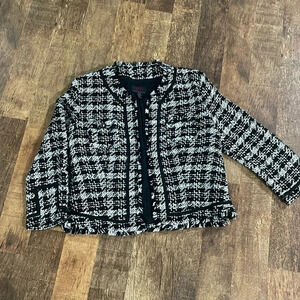 True Meaning Tweed Blazer Jacket Black & White with details